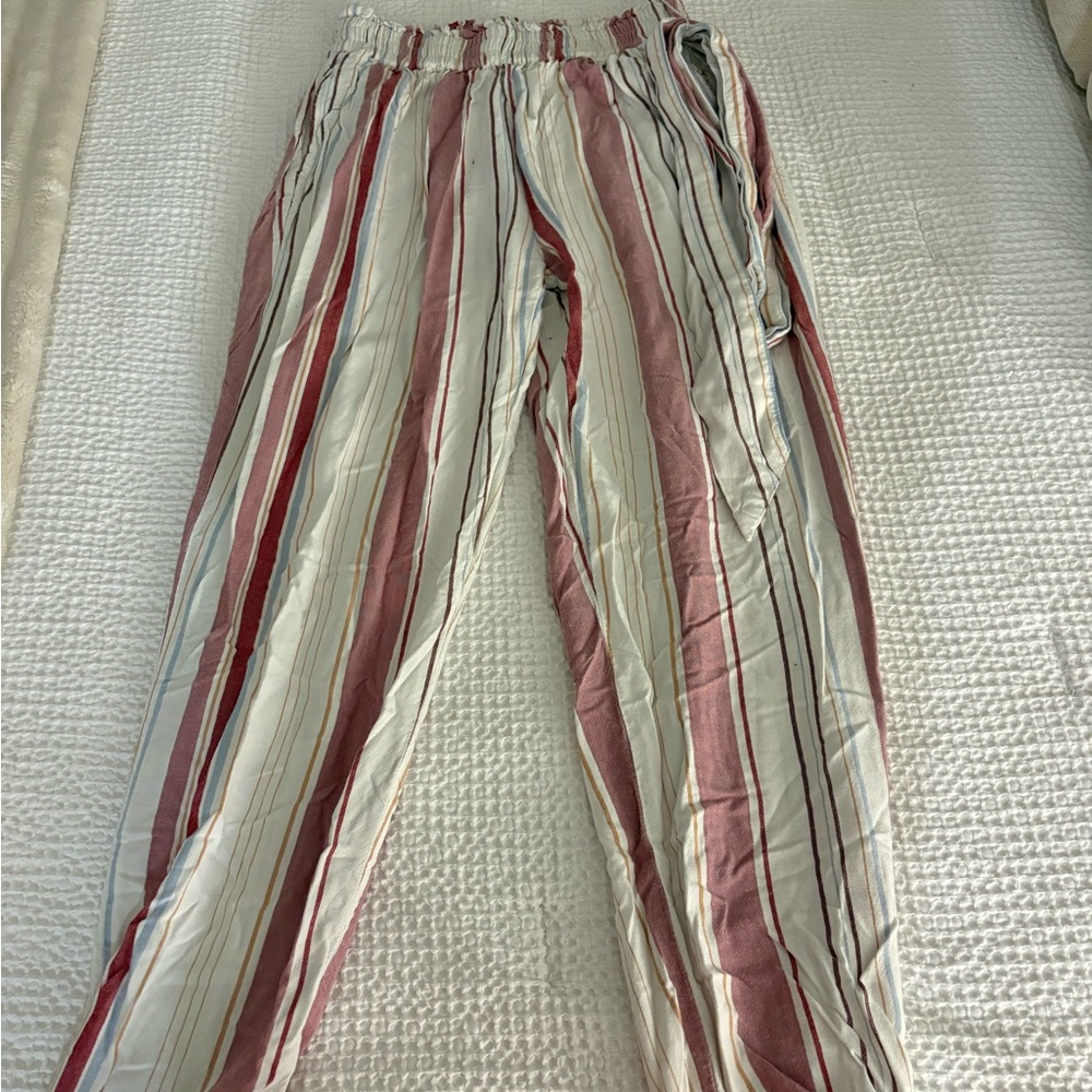 American Eagle Outfitters Paper Bag Pants in Red and White